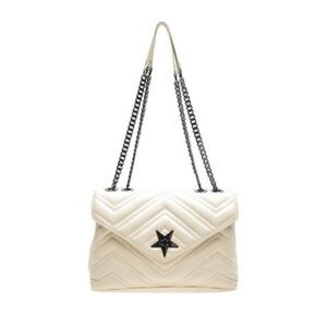 ISABELLA RHEA ITALIAN LEATHER QUILTED CREAM SHOULDER BAG